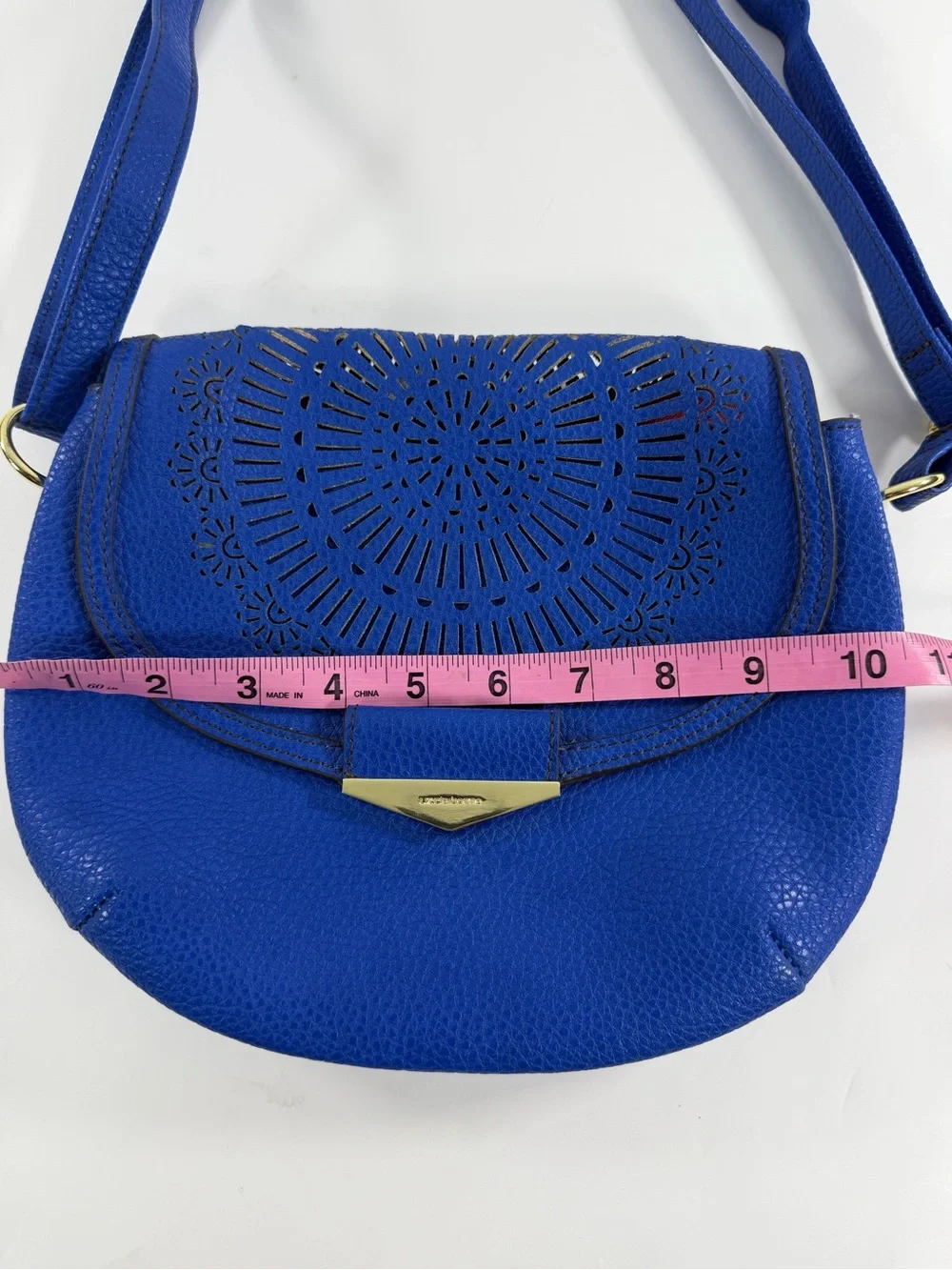 Liz Claiborne Royal Blue Laser-Cut Saddle Crossbody‎
